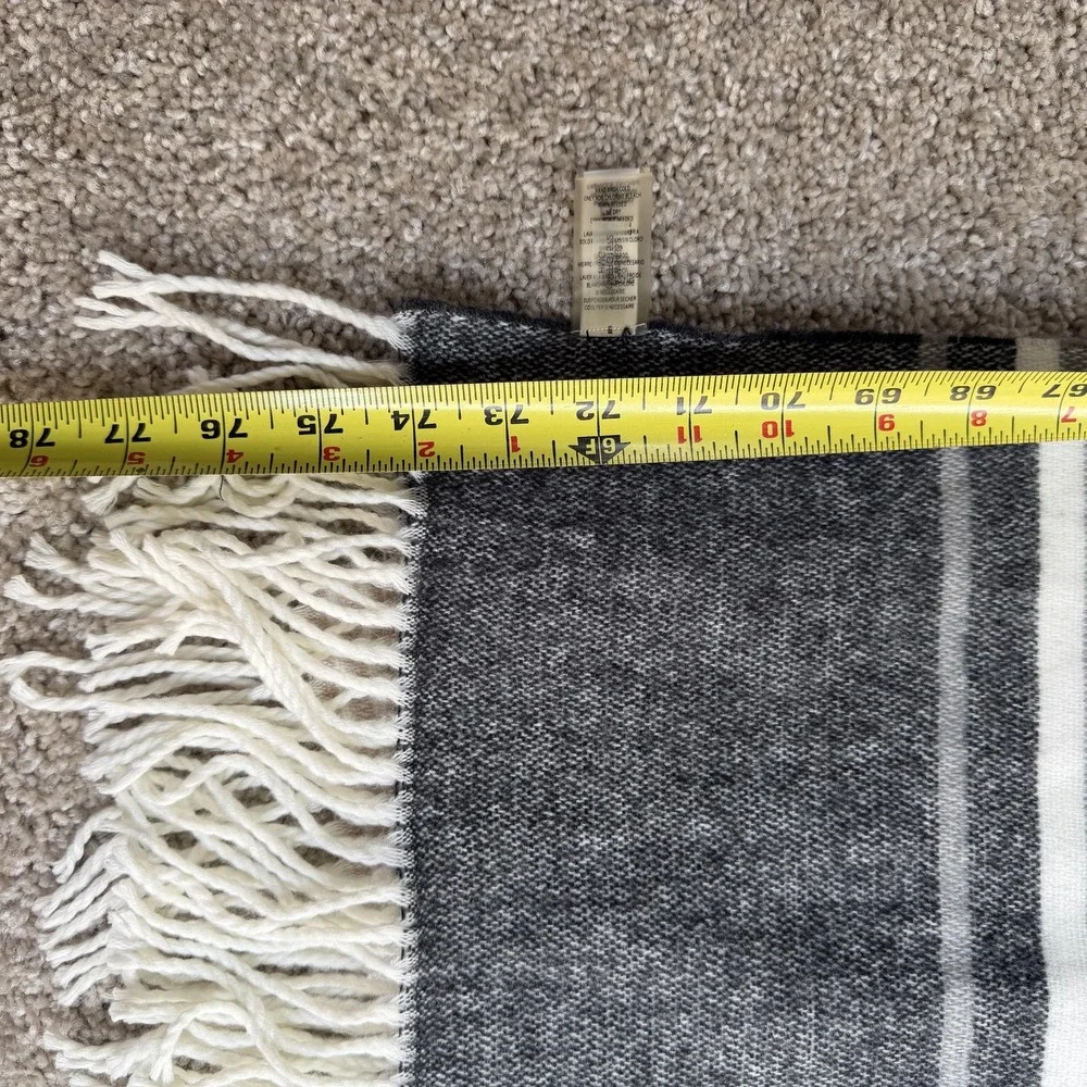 Calvin Klein Scarf Womens One Size Gray Striped Knit Acrylic Fringe Rectangle